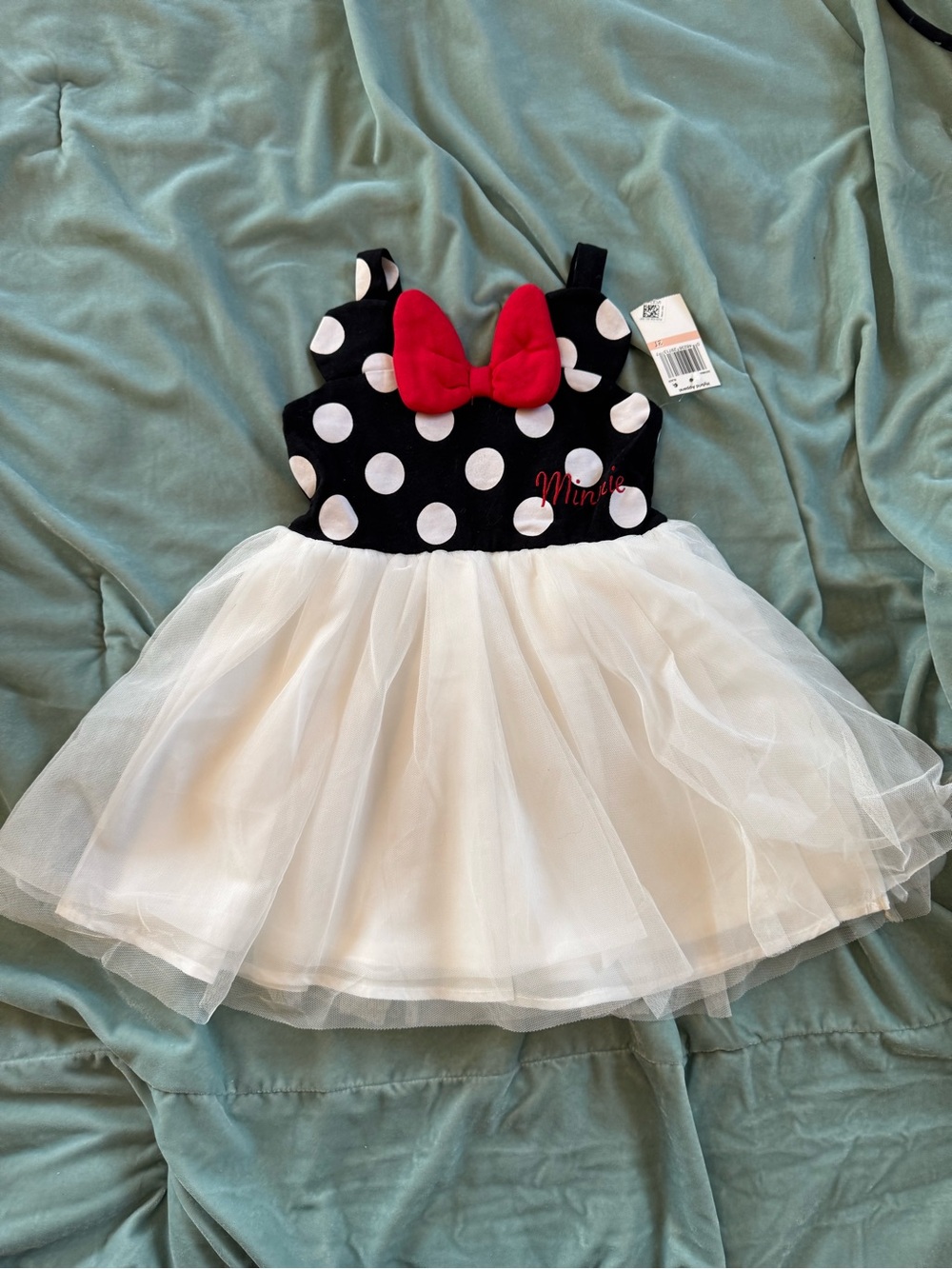 Hybrid Apparel Minnie Polka Dot Black & White Tulle Dress with Red Bow